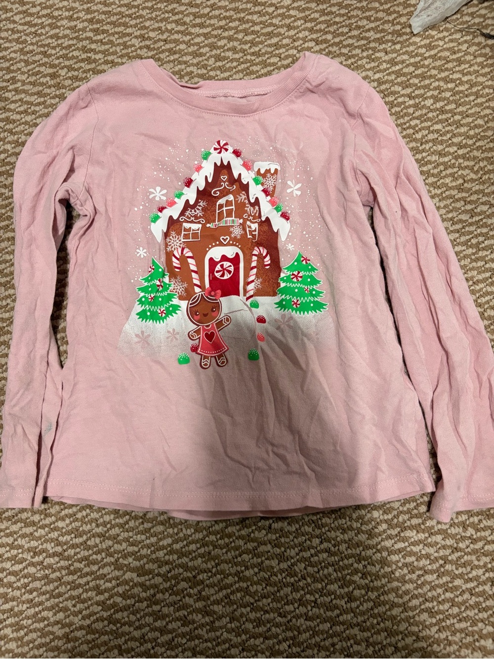 The Children's Place size 4T Pink Gingerbread House Long Sleeve Tee